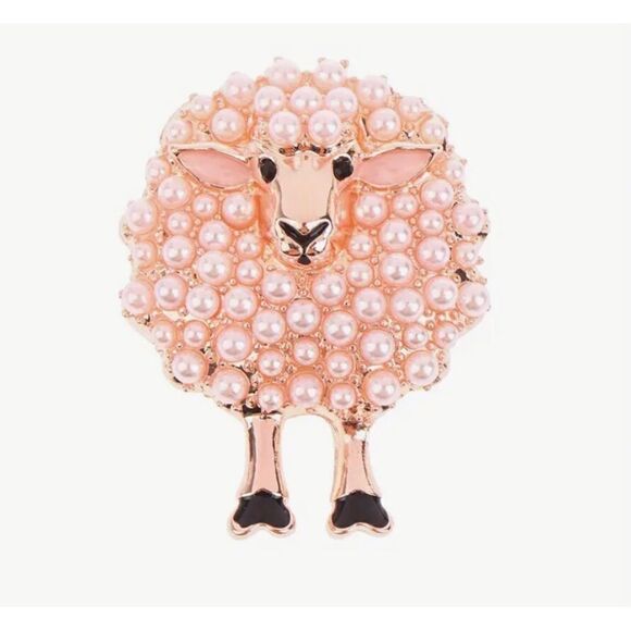 💞 NEW sparkling sheep brooch with lovely pearl embellishments 💞 - Picture 1 of 9
